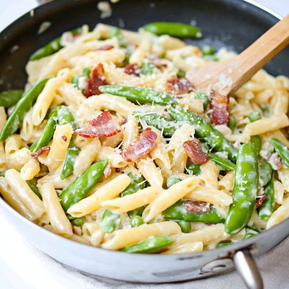 1creamy-bacon-yogurt-pasta-with-snap-peas-delight