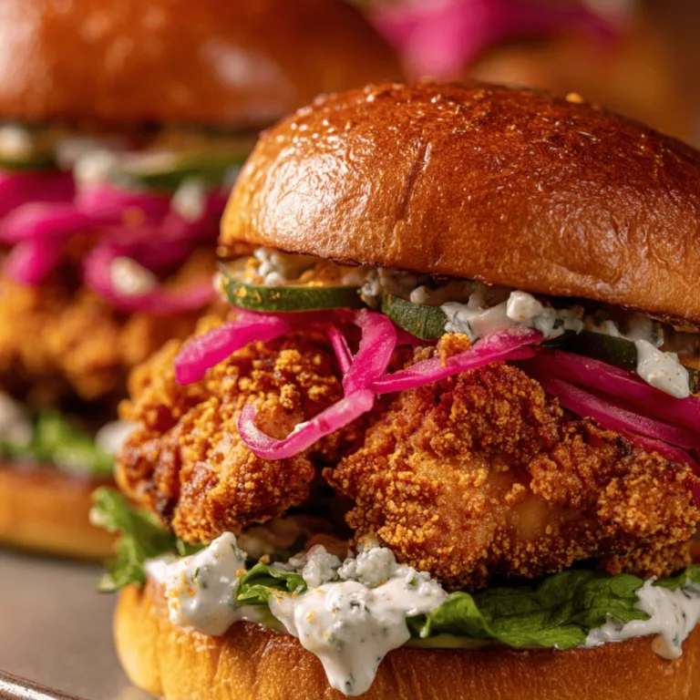 Finger-Licking Buffalo Chicken Burgers with Blue Cheese Sauce