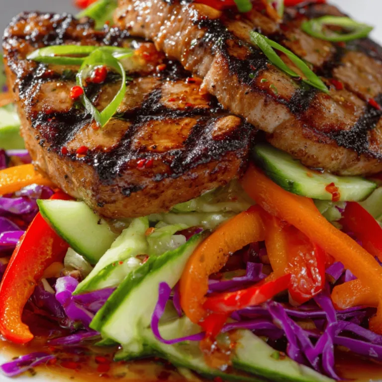 Grilled Pork Chops with Bold Flavors and Crunchy Veggies