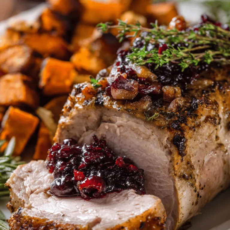 Savory Roast Pork with Quince Squash and Crunchy Topping